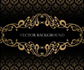 Black with golden decor background vector 03