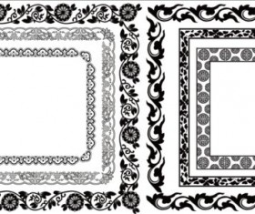 Black with white floral frame vector