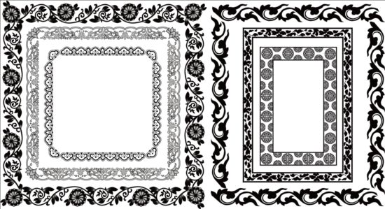 Black with white floral frame vector