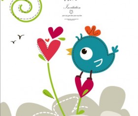 Blue bird cute card vector