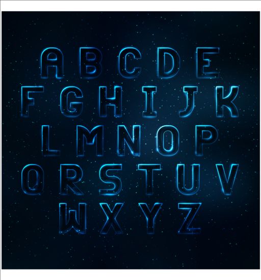 Blue light alphabet vector