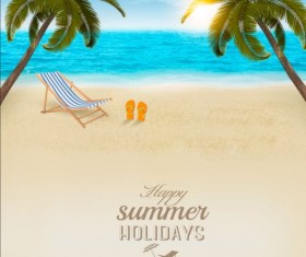 Blue sea and beach travel background vector