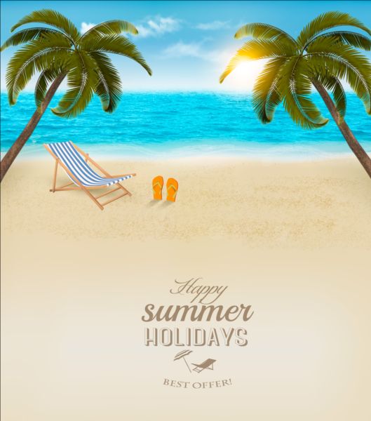 Blue sea and beach travel background vector