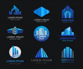 Blue style building logo vector
