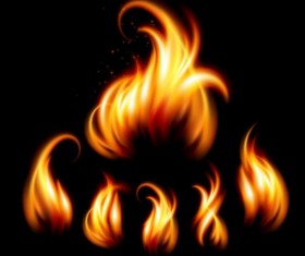 Bright fire flame illistration vectors set 01