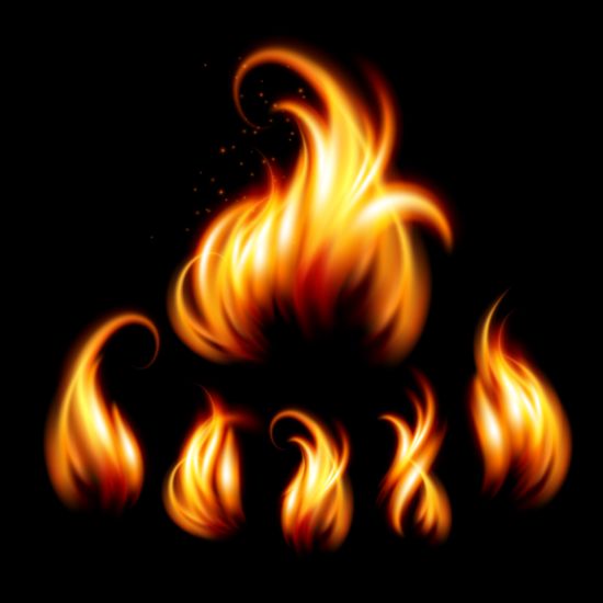 Bright fire flame illistration vectors set 01