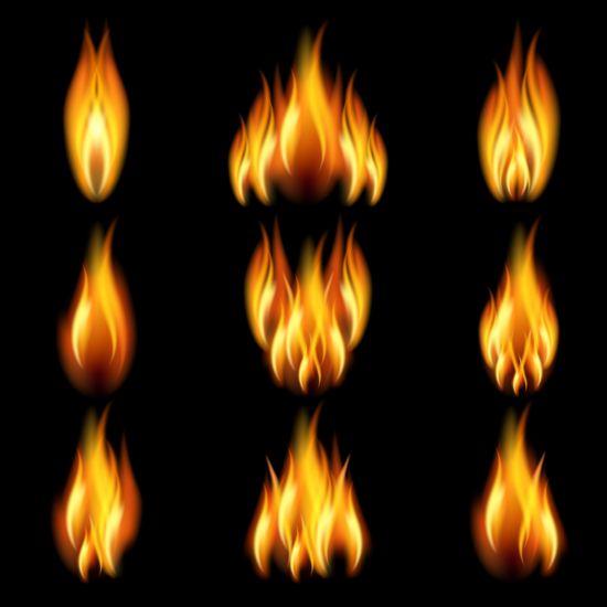 Bright fire flame illistration vectors set 05