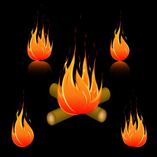 Bright fire flame illistration vectors set 06