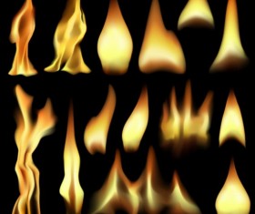 Bright fire flame illistration vectors set 08