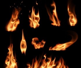 Bright fire flame illistration vectors set 09