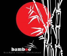 Brush pen bamboo background vector illustration 02