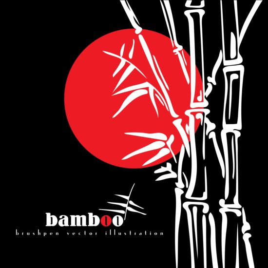 Brush pen bamboo background vector illustration 02