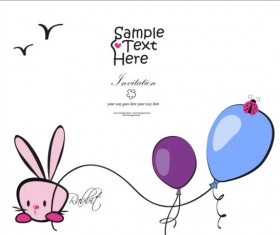 Bunny and balloons vector card