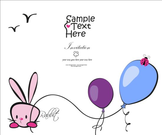 Bunny and balloons vector card