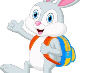 Cartoon rabbit with school bag vector