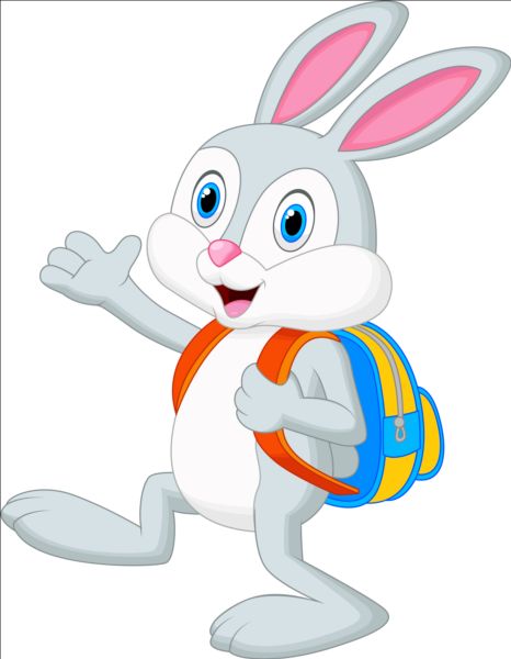 Cartoon rabbit with school bag vector