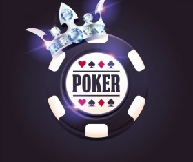 Casino poker chips with diamond crown vector
