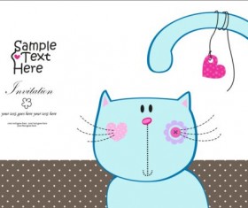 Cat card cute vector material