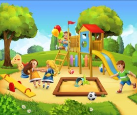 Children playground vector background design 01 free download