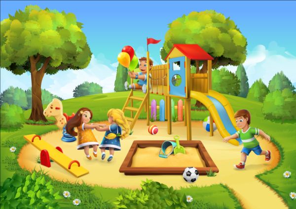 Children playground vector background design 03 free download