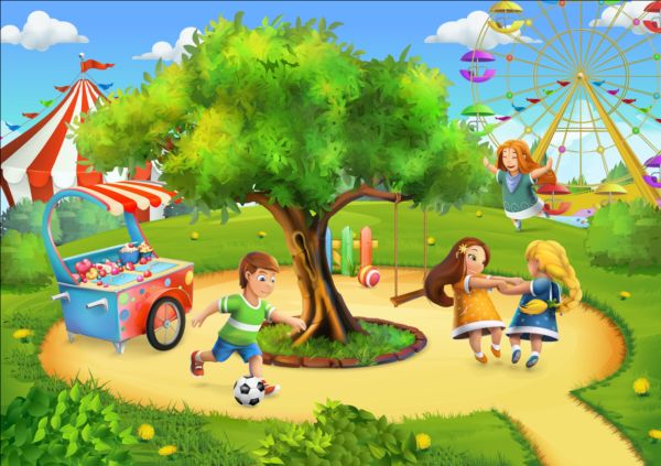 Children playground vector background design 04