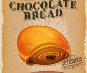 Chocolate bread poster vintage grunge vector
