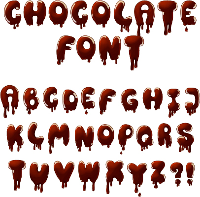 Chocolate drip alphabet vector material 01