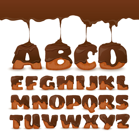 Chocolate drip alphabet vector material 02