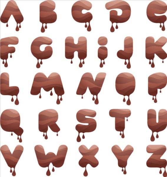 Chocolate drip alphabet vector material 03