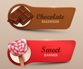 Chocolate with sweet banners vector