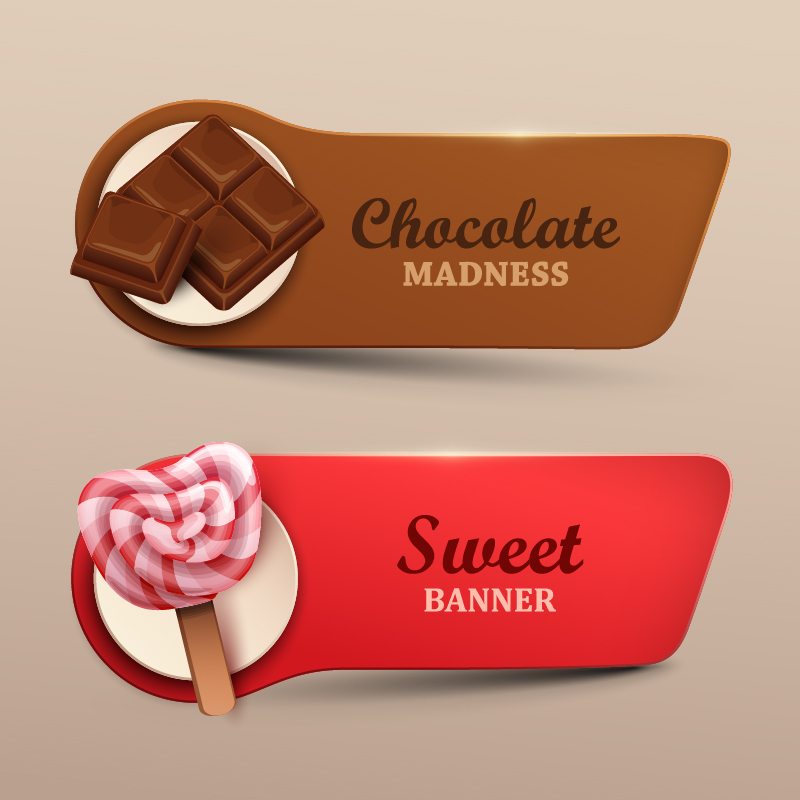 Chocolate with sweet banners vector