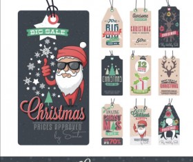 Christmas sale tags vintage vector