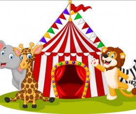Circus with cute animal vector material