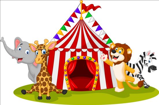 Circus with cute animal vector material