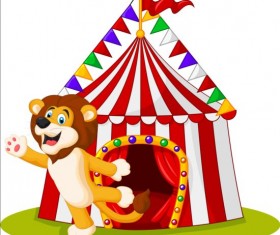 Circus with cute lion vector