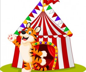 Circus with cute tiger vector