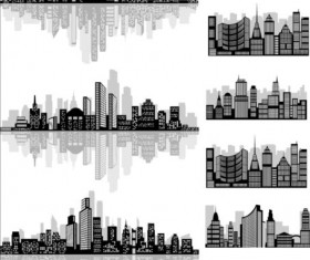 City building silhouette design vector 02