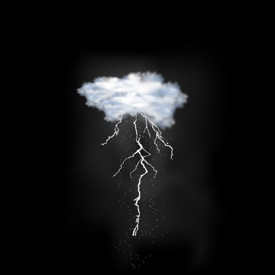 Clouds with lightning flash background vector 02