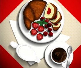 Coffee and dessert vector material 01