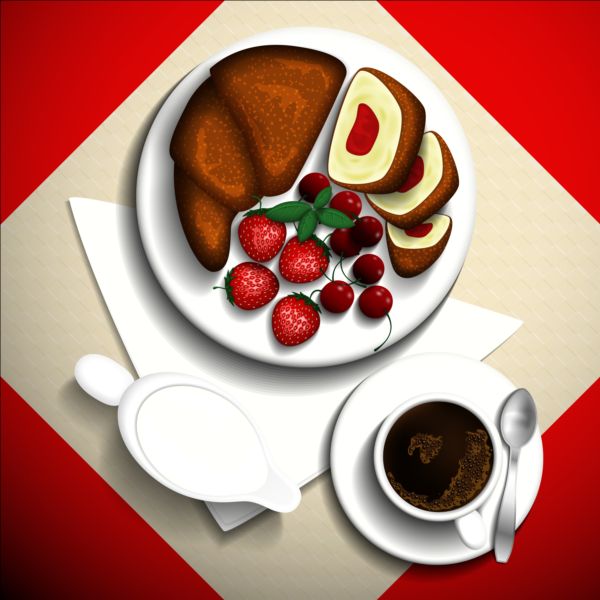 Coffee and dessert vector material 01
