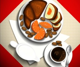 Coffee and dessert vector material 02