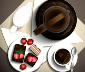 Coffee and dessert vector material 03