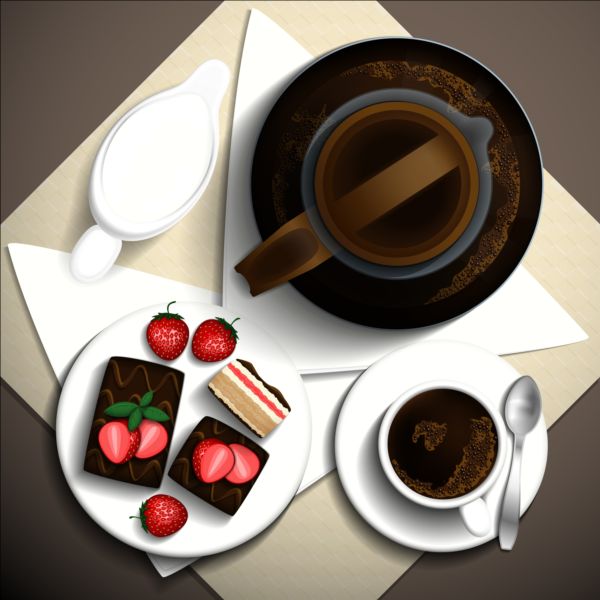 Coffee and dessert vector material 03