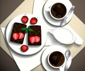 Coffee and dessert vector material 04