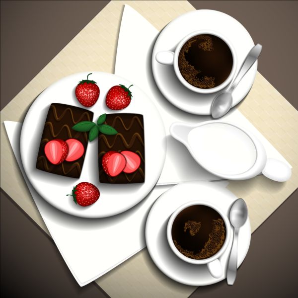 Coffee and dessert vector material 04