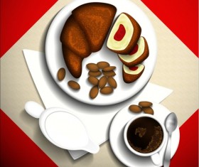 Coffee and dessert vector material 05