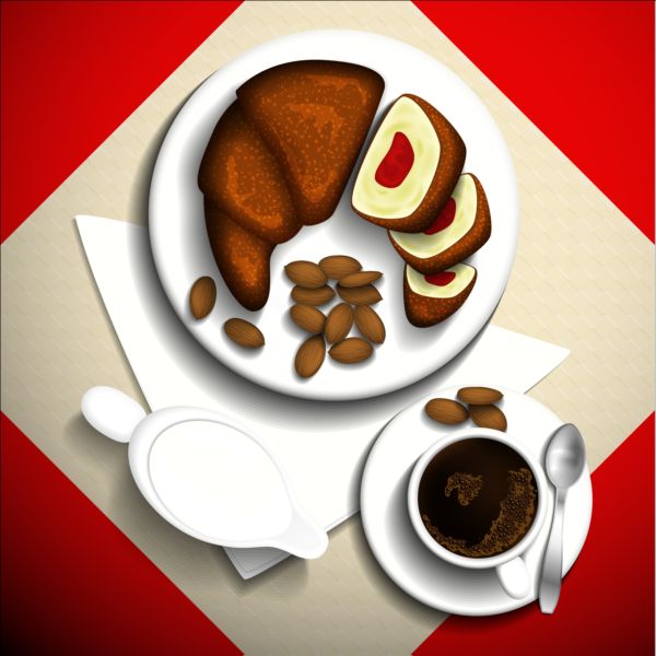Coffee and dessert vector material 05