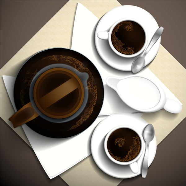 Coffee with white cup vector