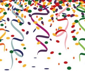 Coloerful paper tapes with confetti background vector 01