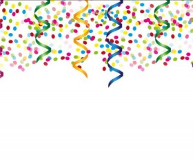 Coloerful paper tapes with confetti background vector 02